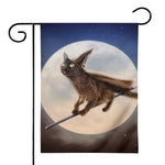 Halloween Flying Witch Cat Print House Flag