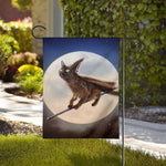 Halloween Flying Witch Cat Print House Flag