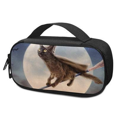 Halloween Flying Witch Cat Print Insulin Cooler Travel Case