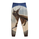 Halloween Flying Witch Cat Print Jogger Pants