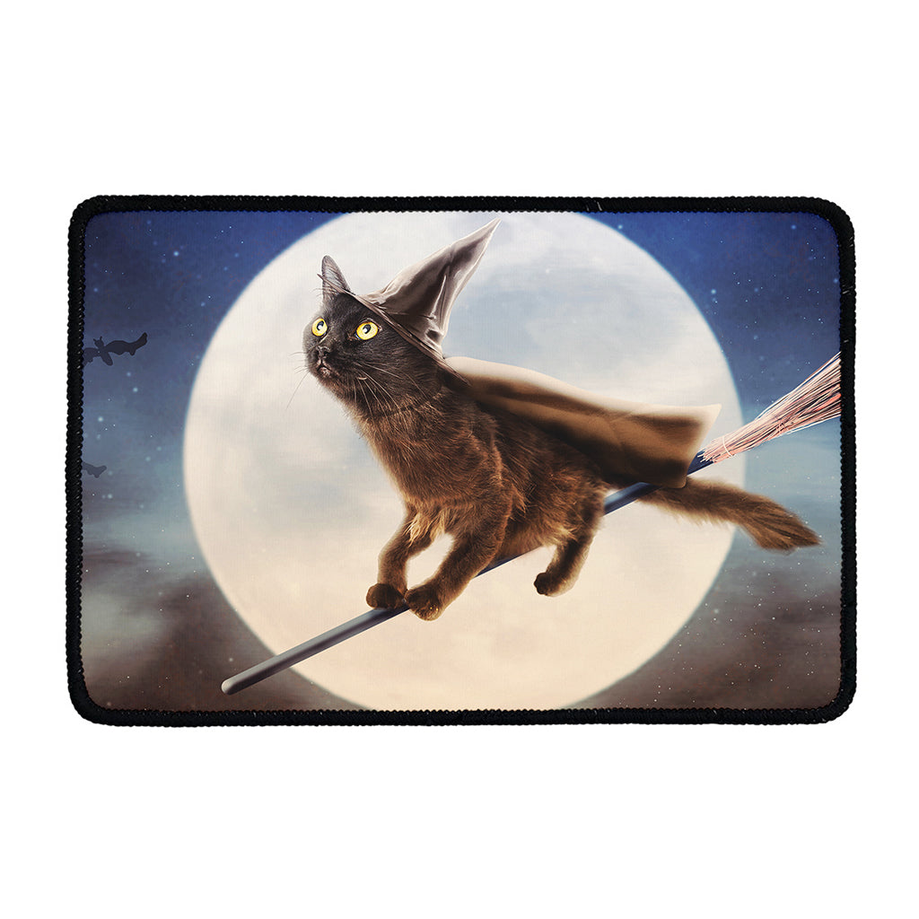 Halloween Flying Witch Cat Print Kitchen Mat
