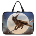 Halloween Flying Witch Cat Print Laptop Sleeve With Handle