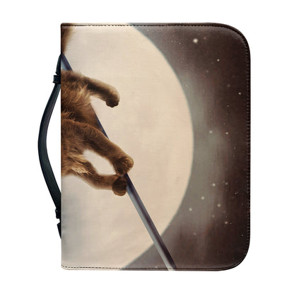 Halloween Flying Witch Cat Print Leather Bible Cover