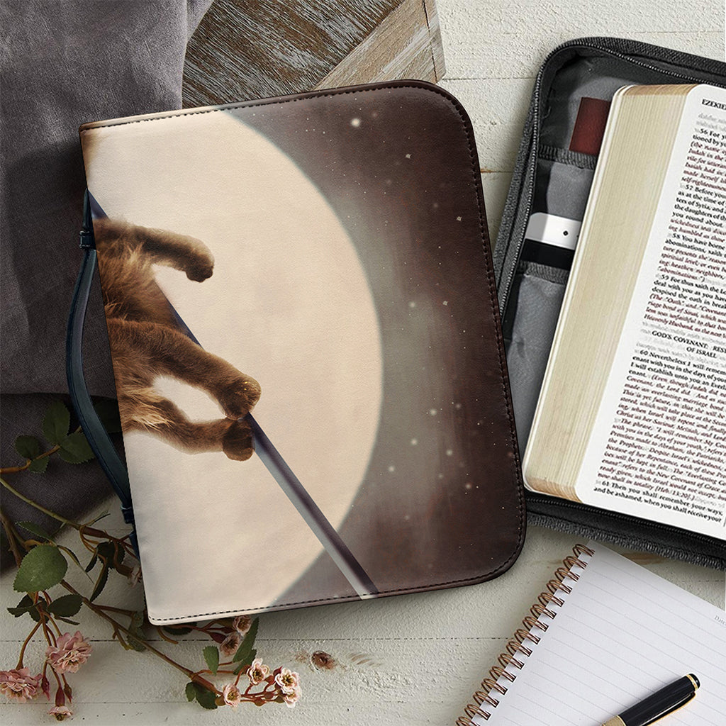 Halloween Flying Witch Cat Print Leather Bible Cover