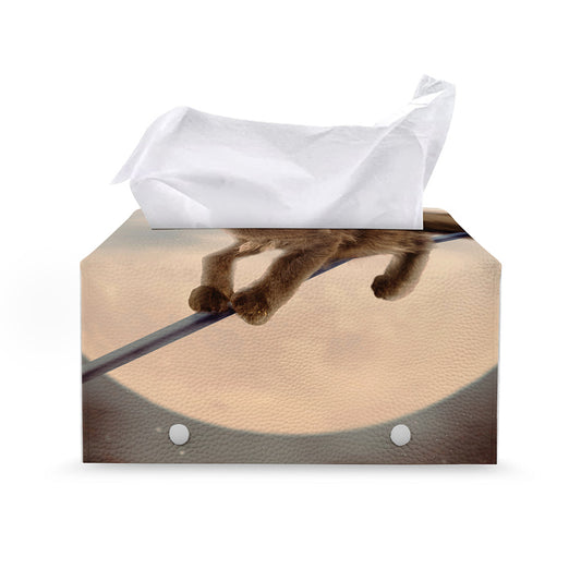 Halloween Flying Witch Cat Print Leather Tissue Box Cover