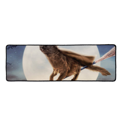 Halloween Flying Witch Cat Print Long Kitchen Mat
