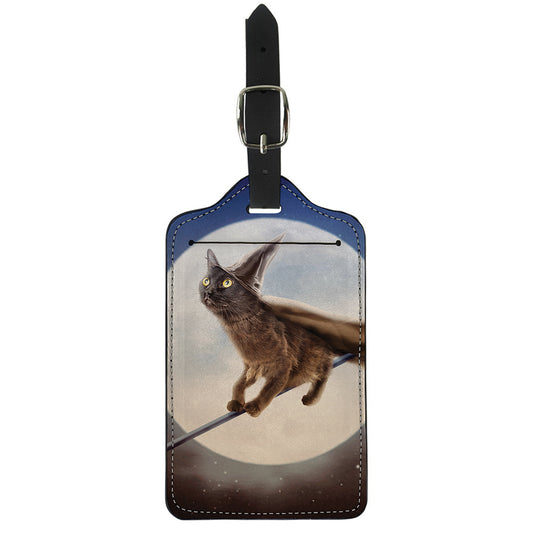 Halloween Flying Witch Cat Print Luggage Tag