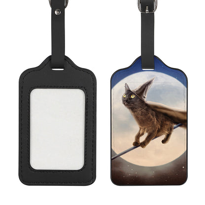Halloween Flying Witch Cat Print Luggage Tag