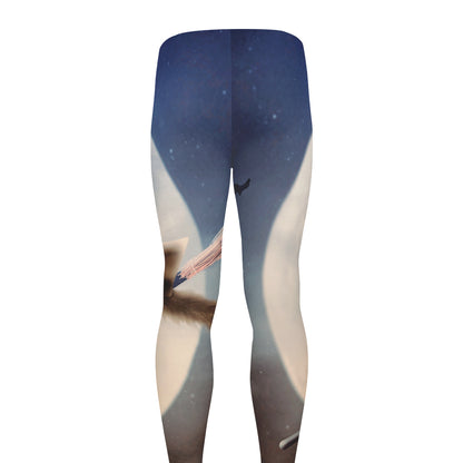 Halloween Flying Witch Cat Print Men's leggings