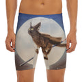 Halloween Flying Witch Cat Print Men's Long Boxer Briefs