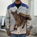 Halloween Flying Witch Cat Print Men's Shirt Jacket