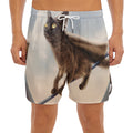 Halloween Flying Witch Cat Print Men's Split Running Shorts