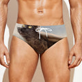 Halloween Flying Witch Cat Print Men's Swim Briefs