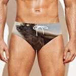 Halloween Flying Witch Cat Print Men's Swim Briefs