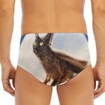 Halloween Flying Witch Cat Print Men's Triangle Swim Briefs