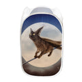 Halloween Flying Witch Cat Print Mesh Laundry Hamper