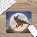 Halloween Flying Witch Cat Print Mouse Pad
