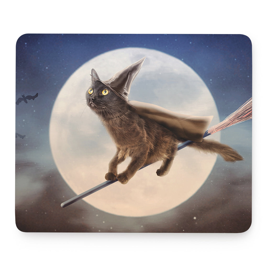 Halloween Flying Witch Cat Print Mouse Pad