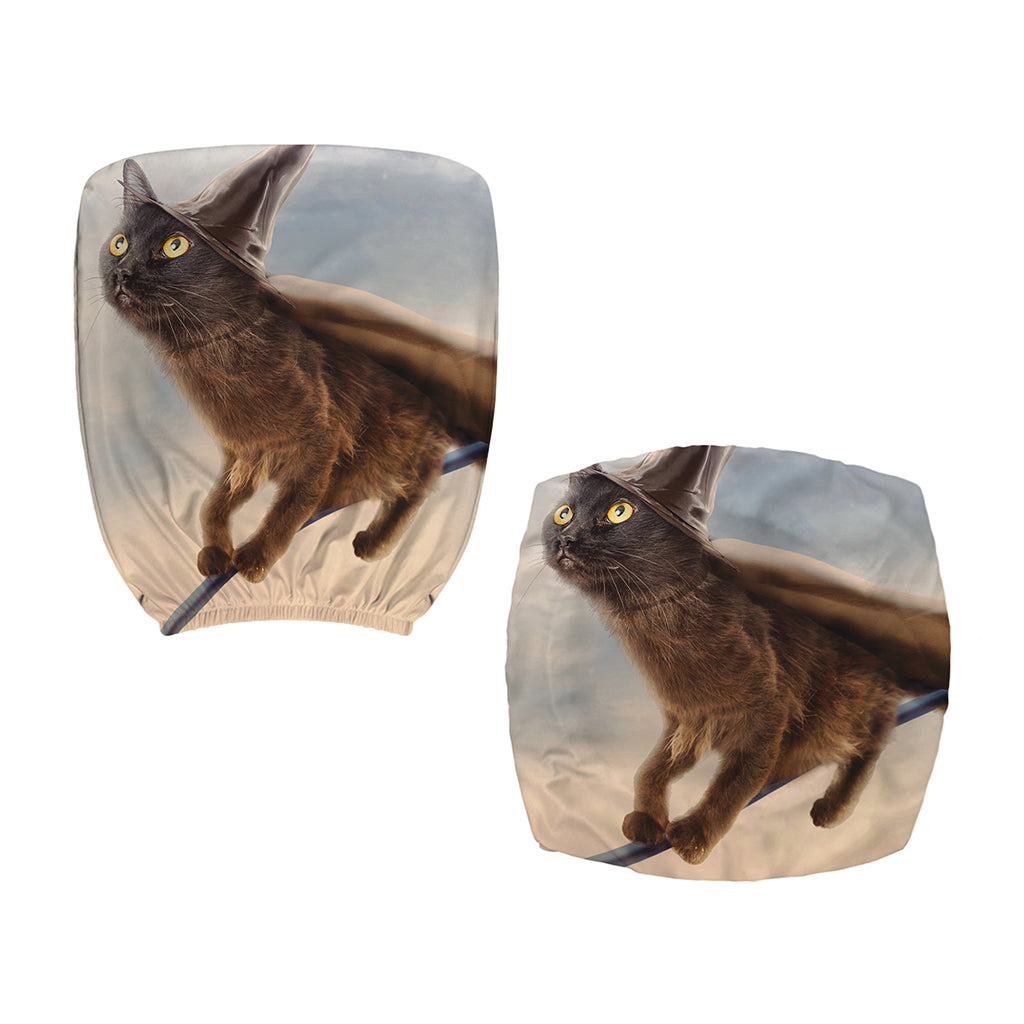 Halloween Flying Witch Cat Print Office Chair Cover