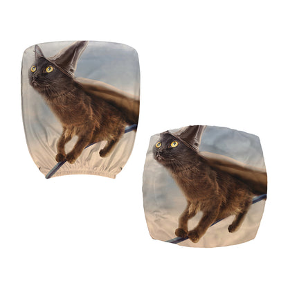 Halloween Flying Witch Cat Print Office Chair Cover