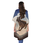 Halloween Flying Witch Cat Print Open Front Beach Cover Up