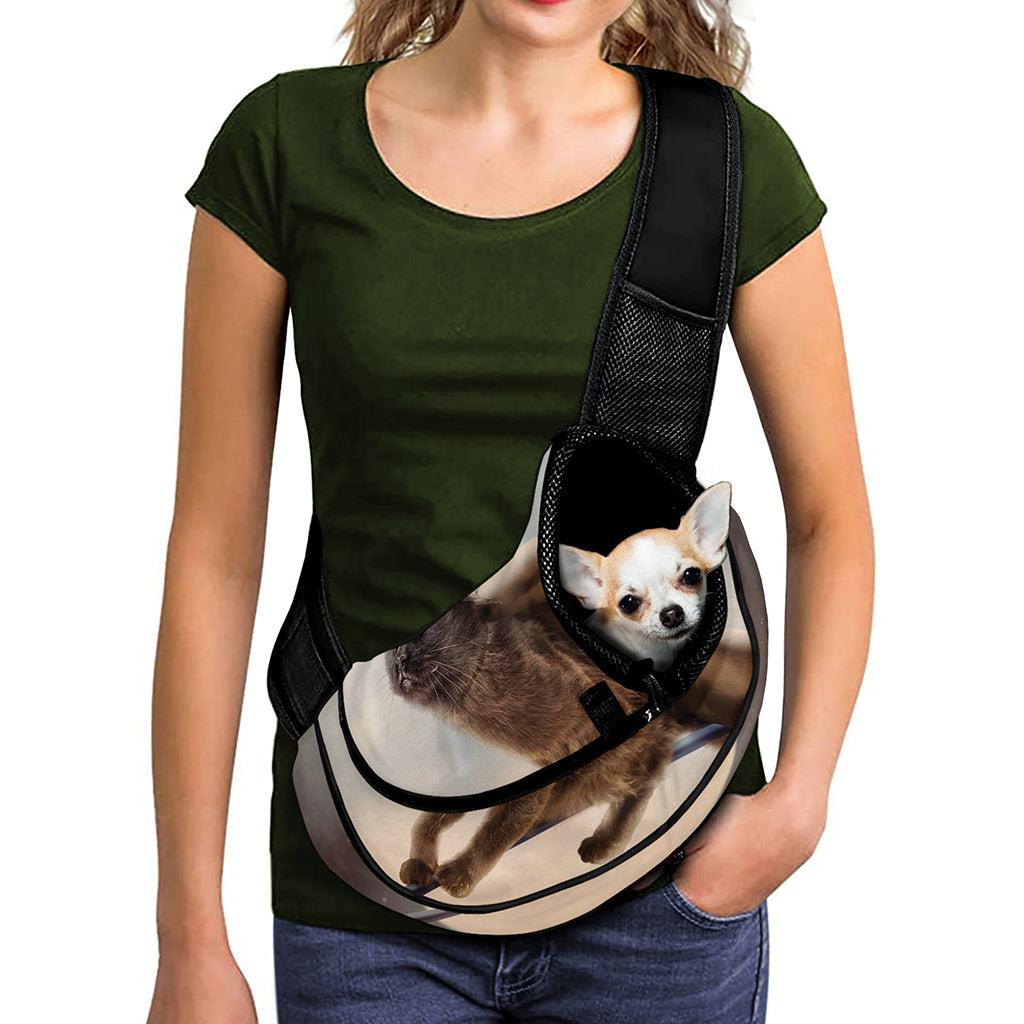 Halloween Flying Witch Cat Print Pet Sling Carrier
