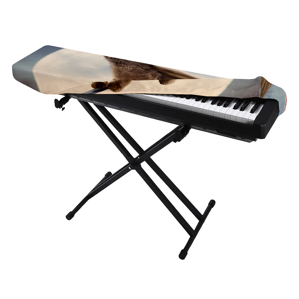 Halloween Flying Witch Cat Print Piano Keyboard Cover
