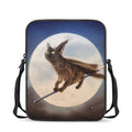 Halloween Flying Witch Cat Print Rectangular Crossbody Bag
