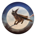 Halloween Flying Witch Cat Print Round Blanket
