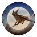 Halloween Flying Witch Cat Print Round Floor Mat