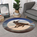 Halloween Flying Witch Cat Print Round Rug