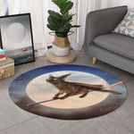 Halloween Flying Witch Cat Print Round Rug