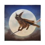 Halloween Flying Witch Cat Print Silk Bandana