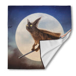 Halloween Flying Witch Cat Print Silk Bandana