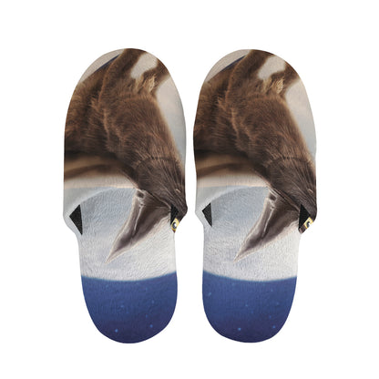 Halloween Flying Witch Cat Print Slippers