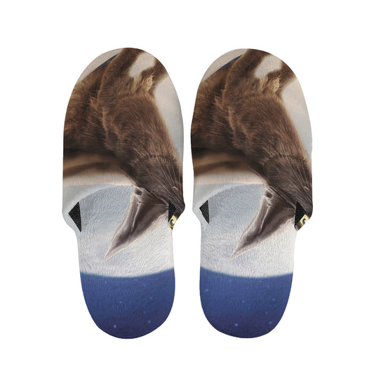 Halloween Flying Witch Cat Print Slippers