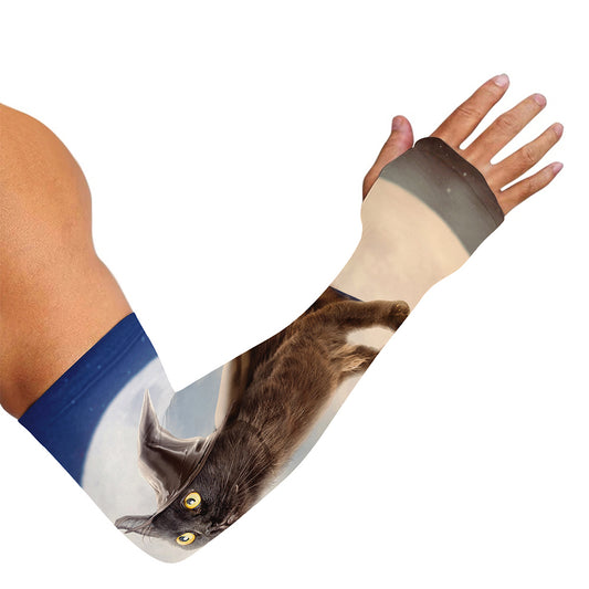 Halloween Flying Witch Cat Print Sun Protection Arm Sleeves