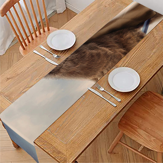 Halloween Flying Witch Cat Print Table Runner