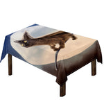 Halloween Flying Witch Cat Print Tablecloth