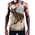 Halloween Flying Witch Cat Print Men's Workout Tank Top