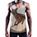 Halloween Flying Witch Cat Print Training Tank Top