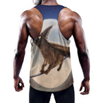 Halloween Flying Witch Cat Print Training Tank Top