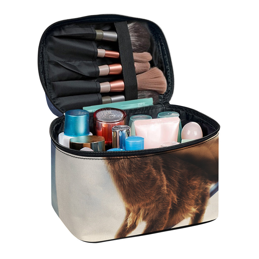 Halloween Flying Witch Cat Print Travel Makeup Bag