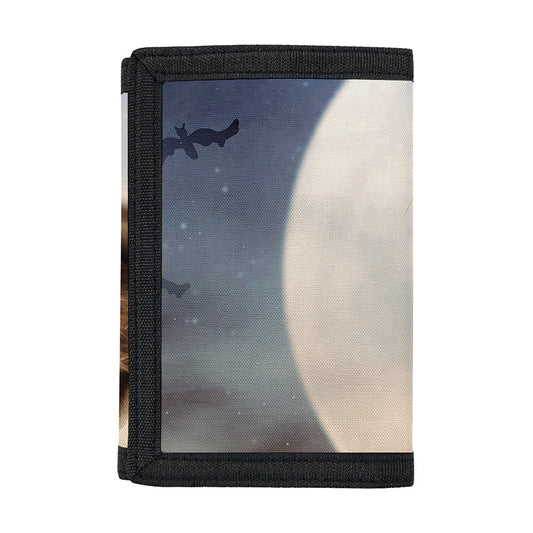 Halloween Flying Witch Cat Print Trifold Wallet
