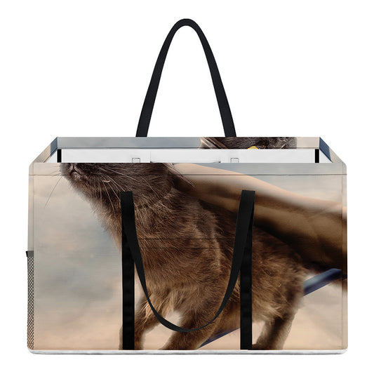 Halloween Flying Witch Cat Print Utility Tote Bag