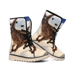 Halloween Flying Witch Cat Print Winter Boots