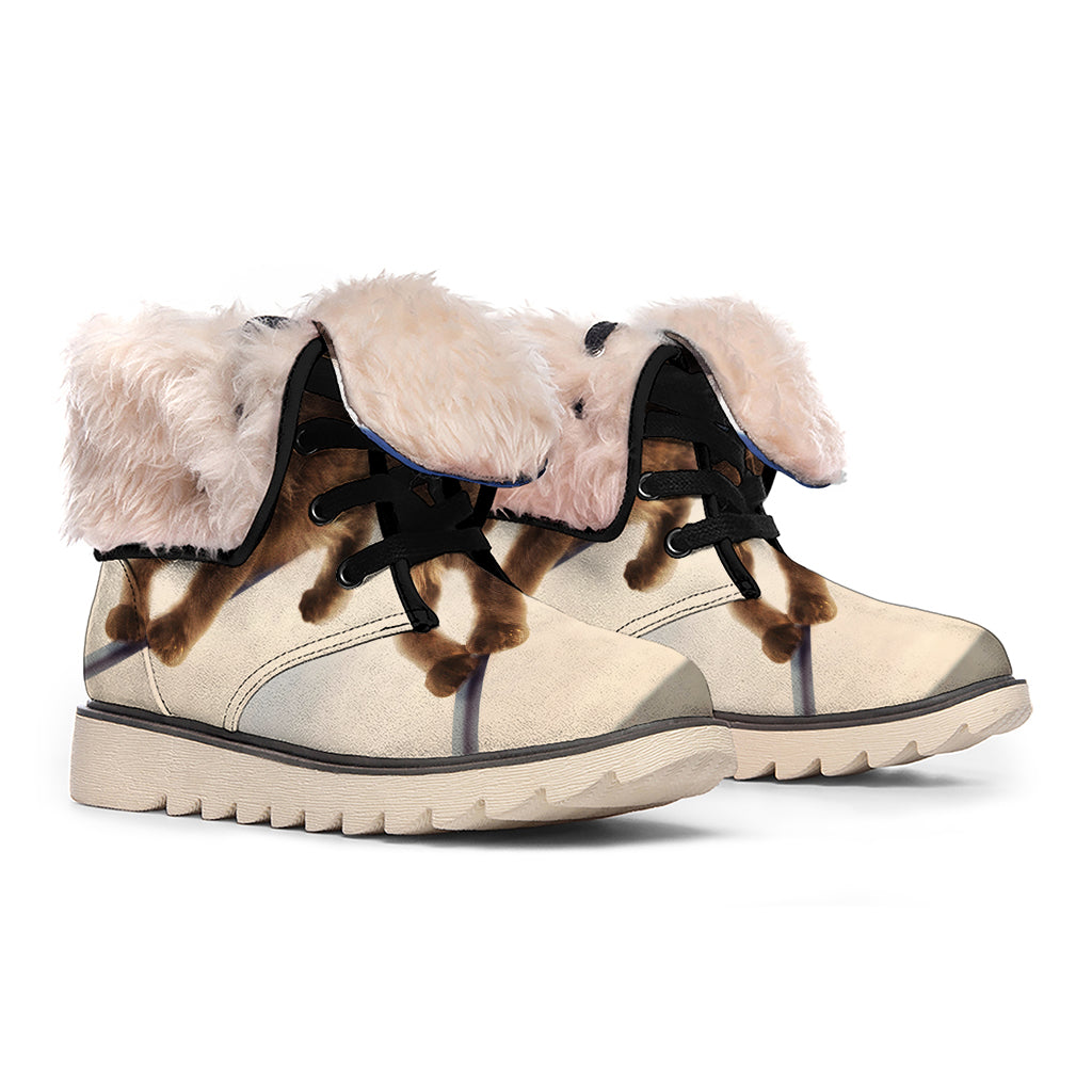 Halloween Flying Witch Cat Print Winter Boots