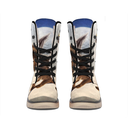 Halloween Flying Witch Cat Print Winter Boots