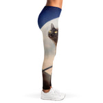 Halloween Flying Witch Cat Print Women's Leggings