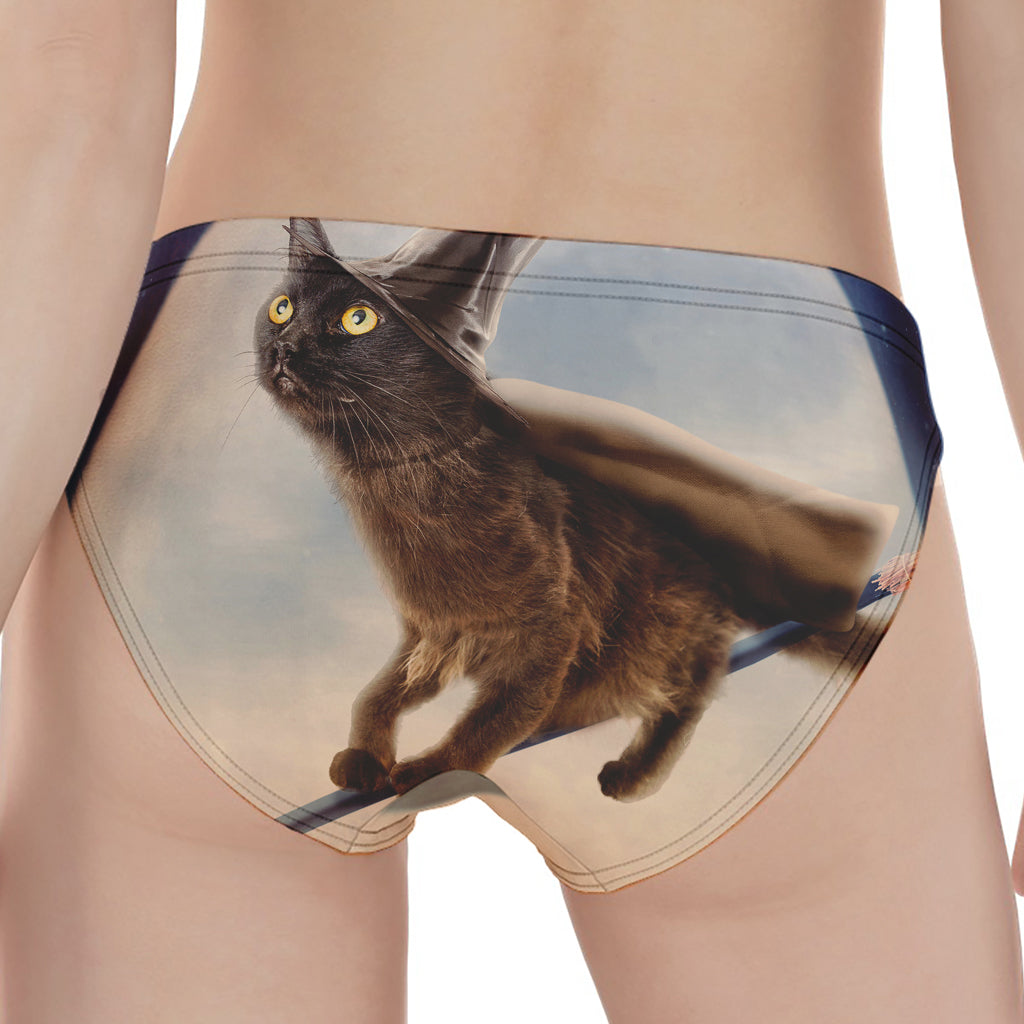 Halloween Flying Witch Cat Print Women's Panties